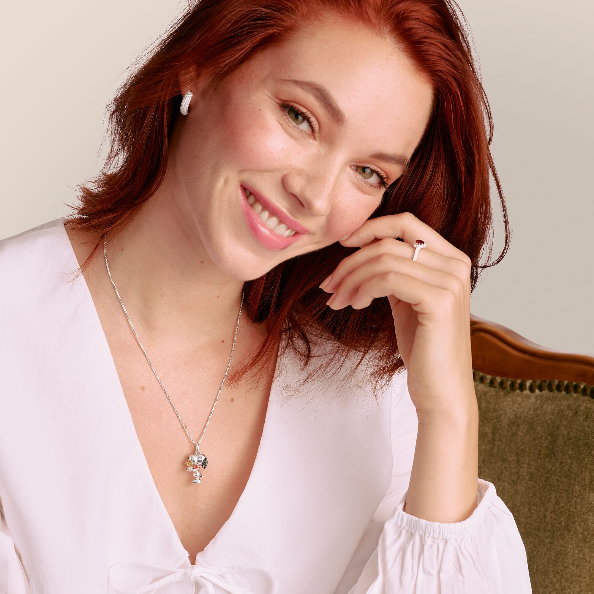 THOMAS SABO Snoopy & Woodstock Pavé PEANUTS Necklace