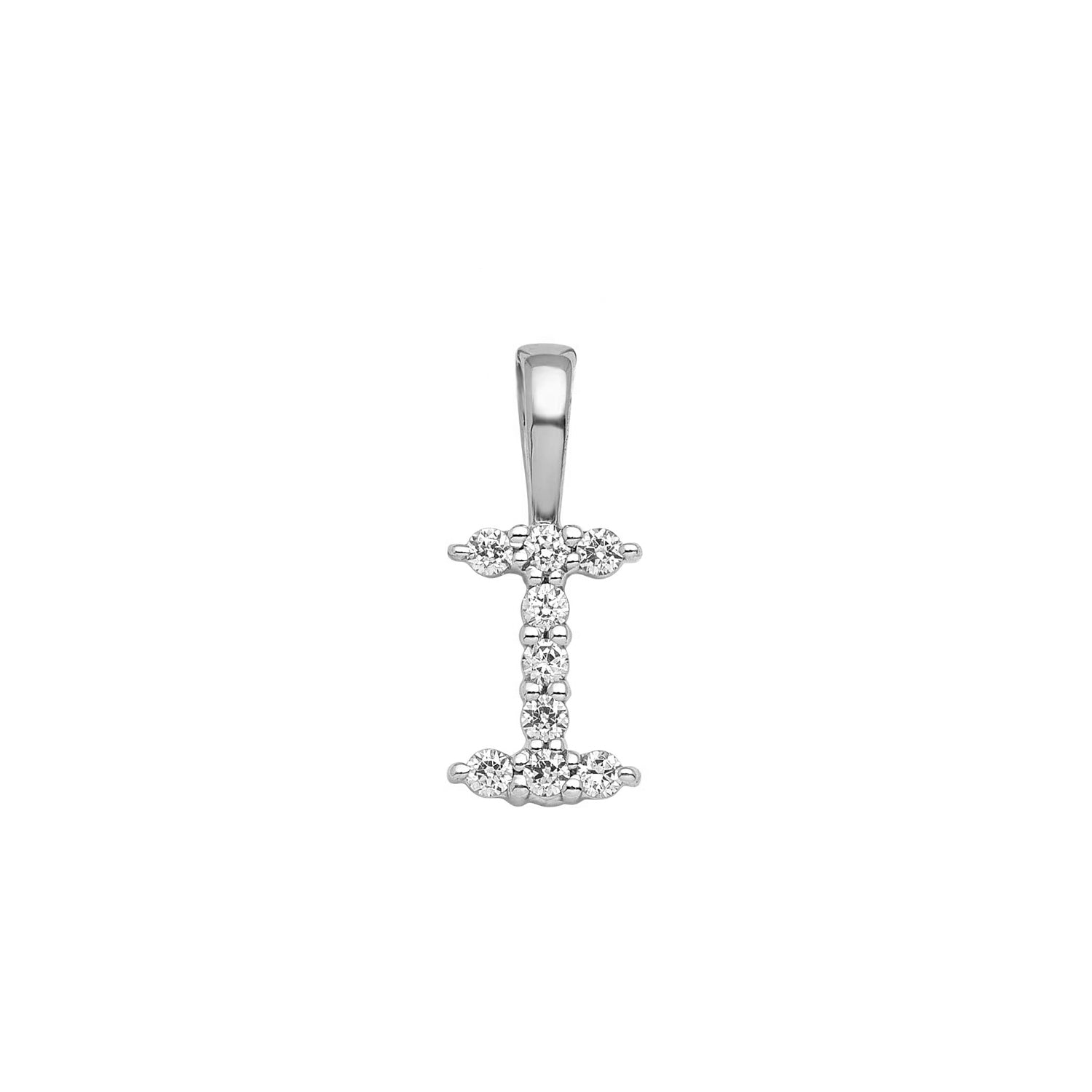 0.09ct Lab Grown Diamond Initial I Pendant in 9ct White Gold