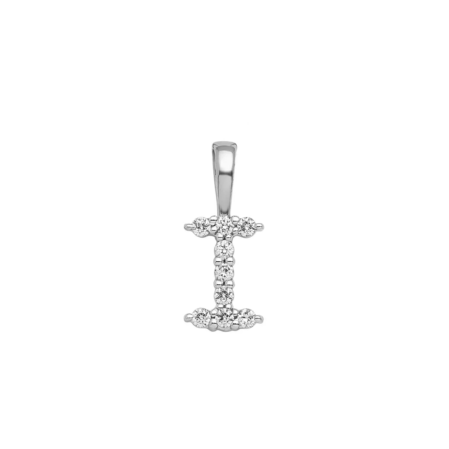 0.09ct Lab Grown Diamond Initial I Pendant in 9ct White Gold