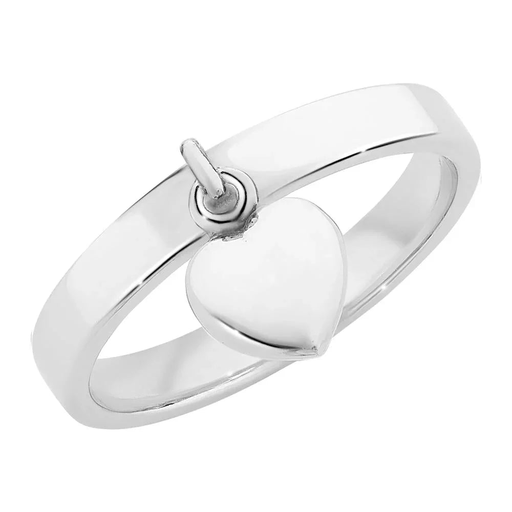 Silver Ring with Hanging Heart