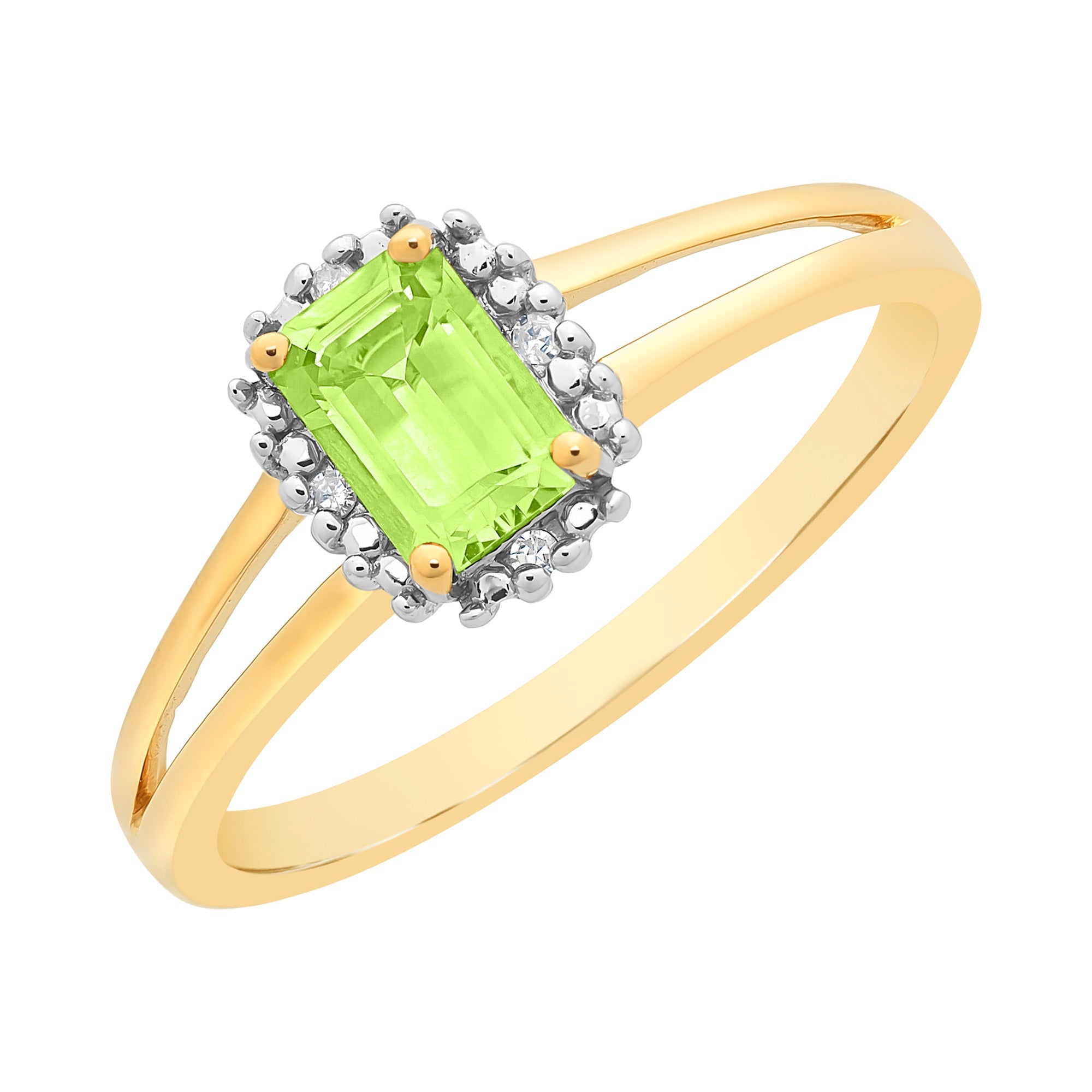 9ct Gold Peridot & Diamond Ring