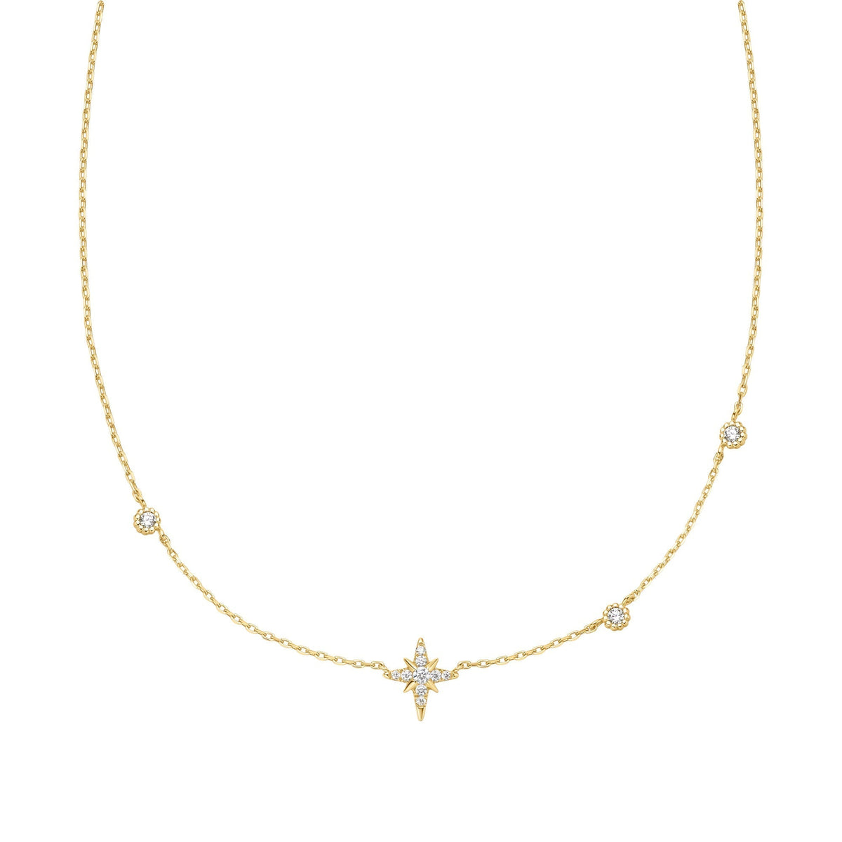 Ania Haie Gold Eight-Pointed Star Cubic Zirconia Station Necklace