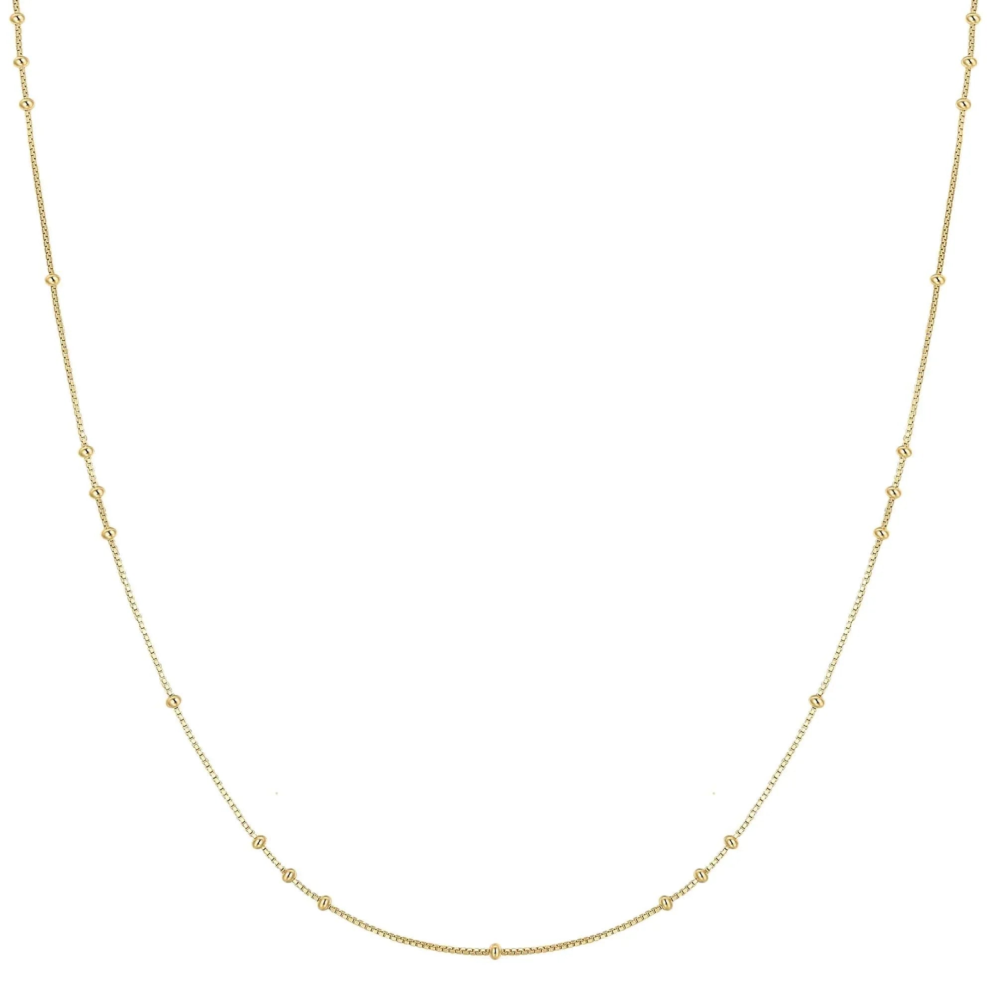 Gold Mini Bead Station Necklace