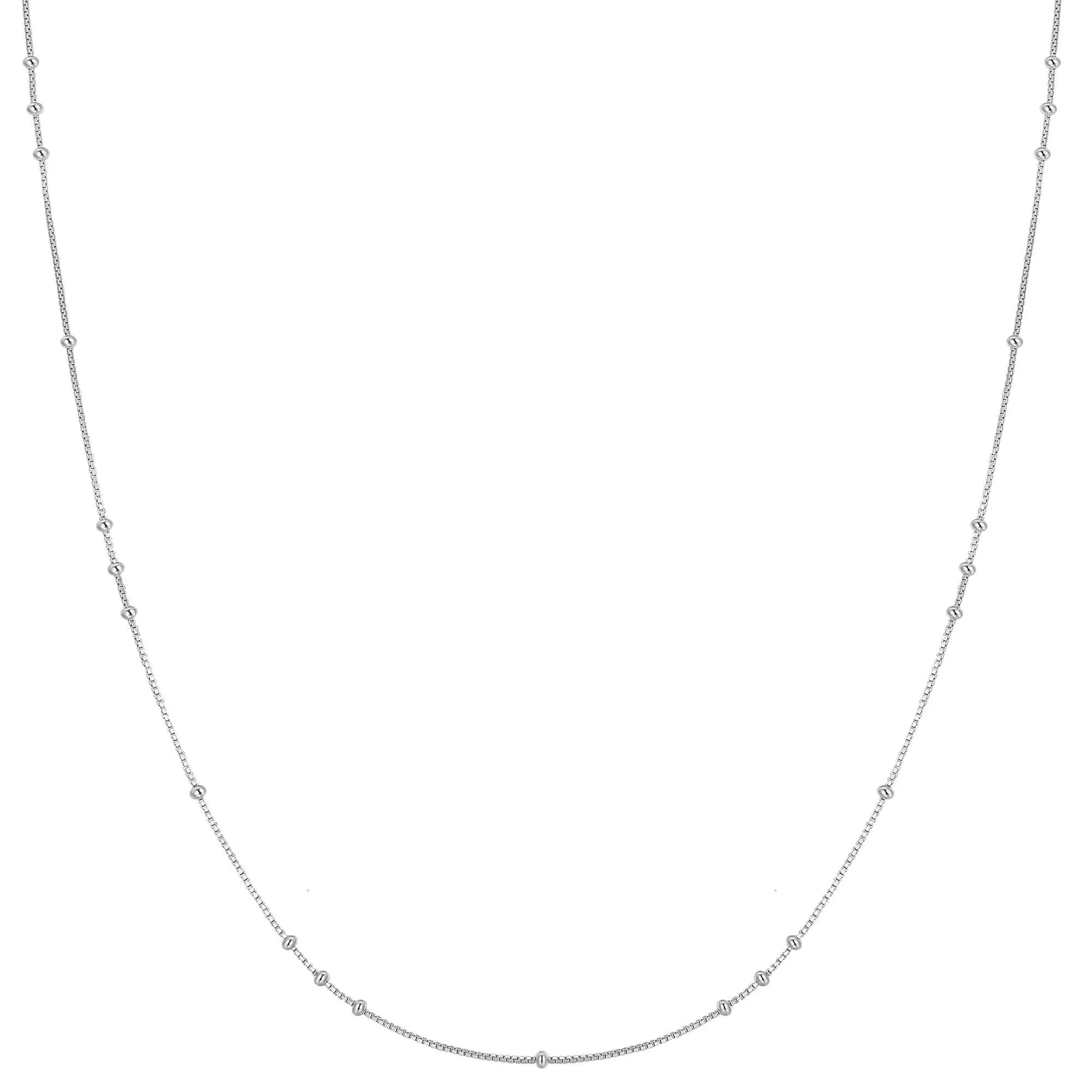 Silver Mini Bead Station Necklace