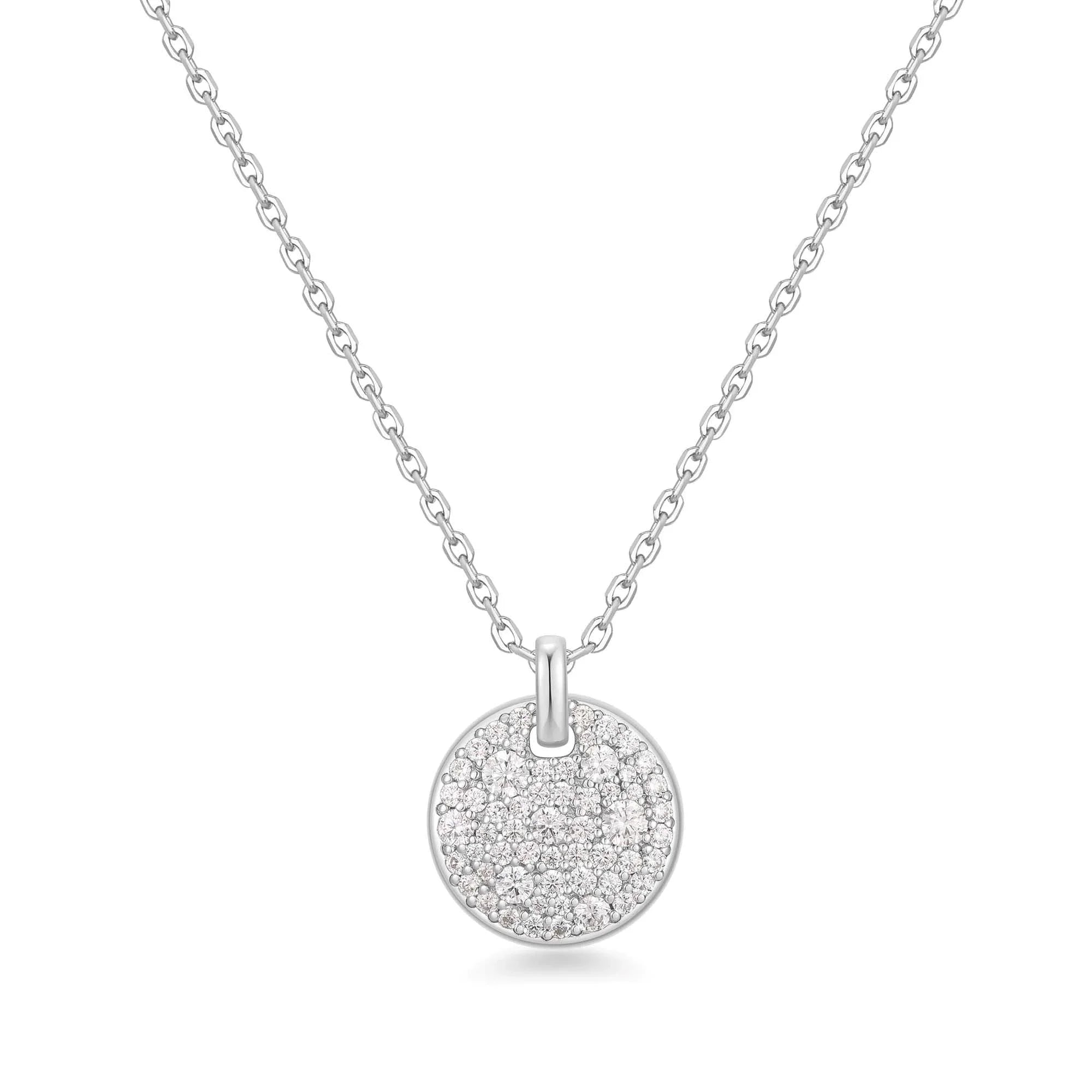 Ania Haie Silver Large Pave Disc Necklace