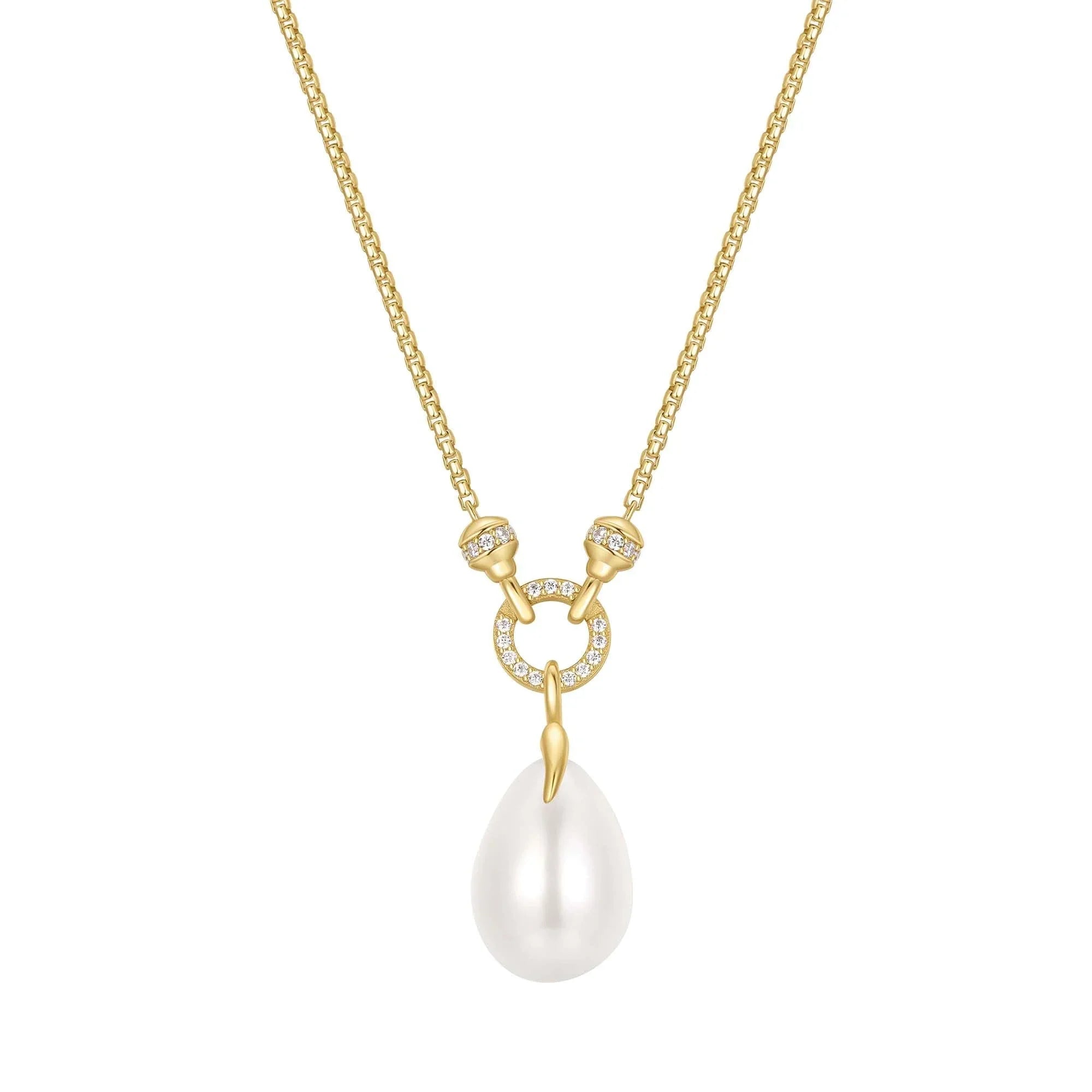 Ania Haie Gold Linked Shell Pearl Drop Pendant Necklace
