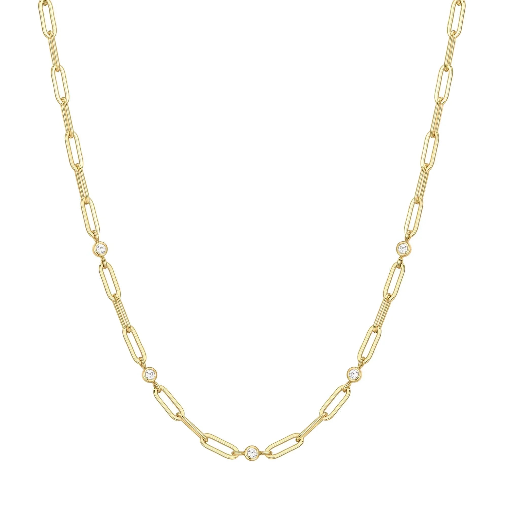 Ania Haie Gold Bezel Station Paper Clip Chain Necklace