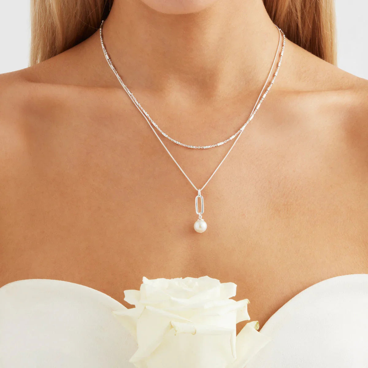 NAJO The Enchantress Silver Pearl Necklace (45cm+ext)