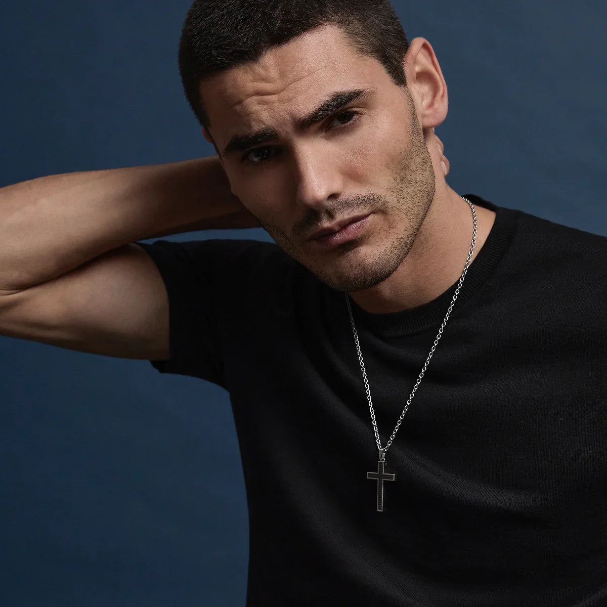 NAJO The Paladin Men’s Carbon Fibre and Steel Cross Pendant