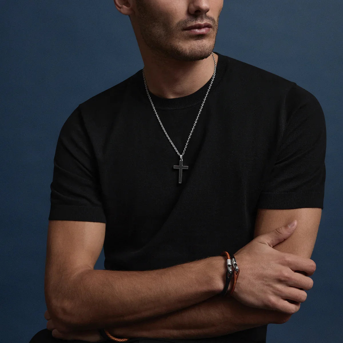 NAJO The Paladin Men’s Carbon Fibre and Steel Cross Pendant