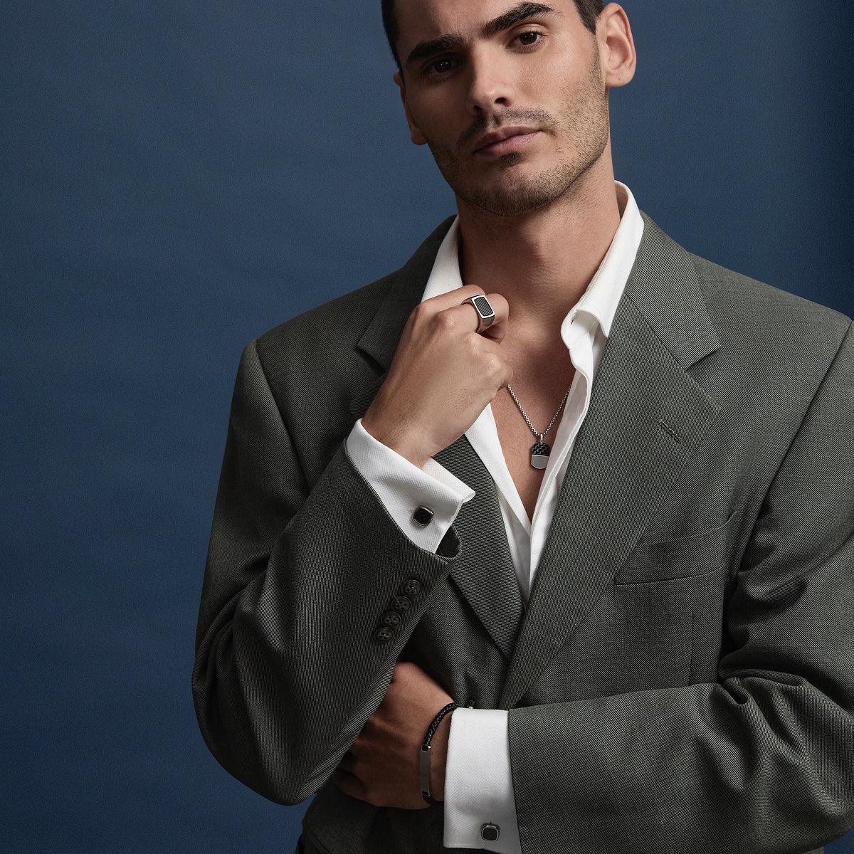 NAJO The Aviator Carbon Fibre and Steel Dog Tag Pendant