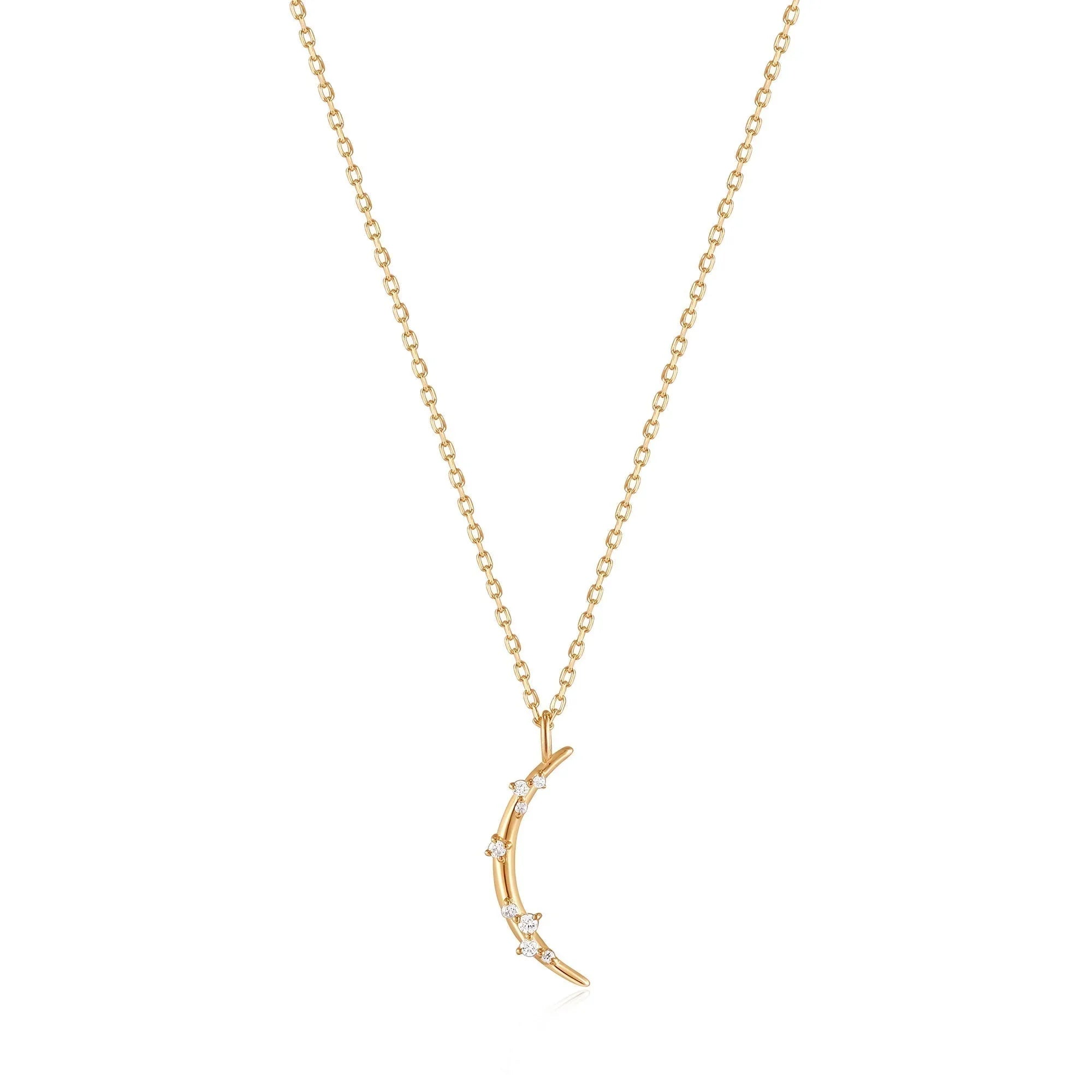 Ania Haie 14ct Gold Stargazer Natural Diamond Moon Necklace