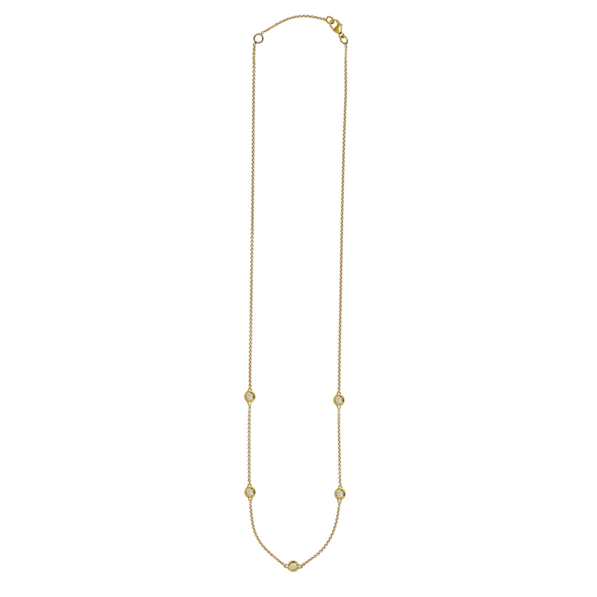 9Y Cable Necklet with Five Bezel Set Diamonds