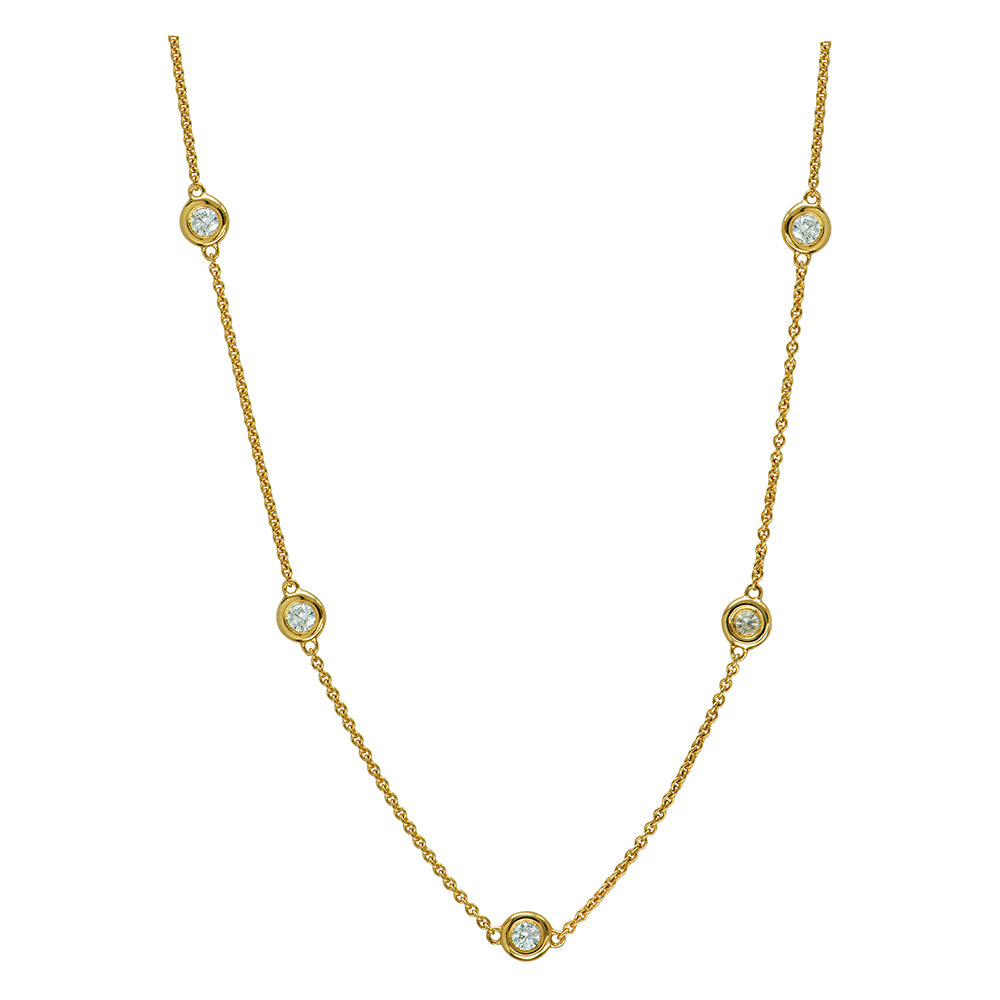 9Y Cable Necklet with Five Bezel Set Diamonds