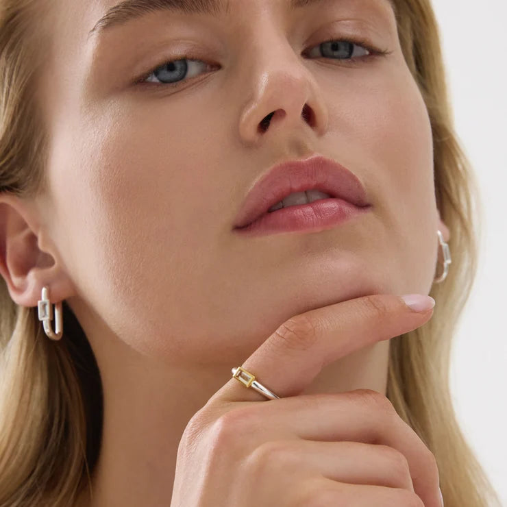 Skye 2-Tone (sil/yell) Cubic Zirconia Ring