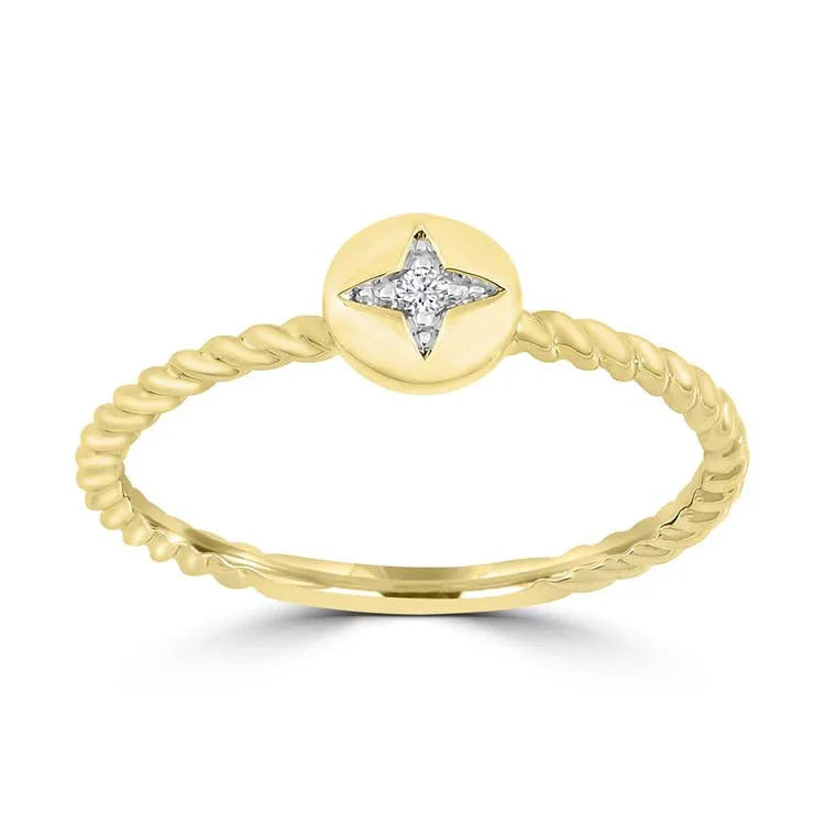 Diamond Ring with 0.02ct Diamonds in 9ct Yellow Gold