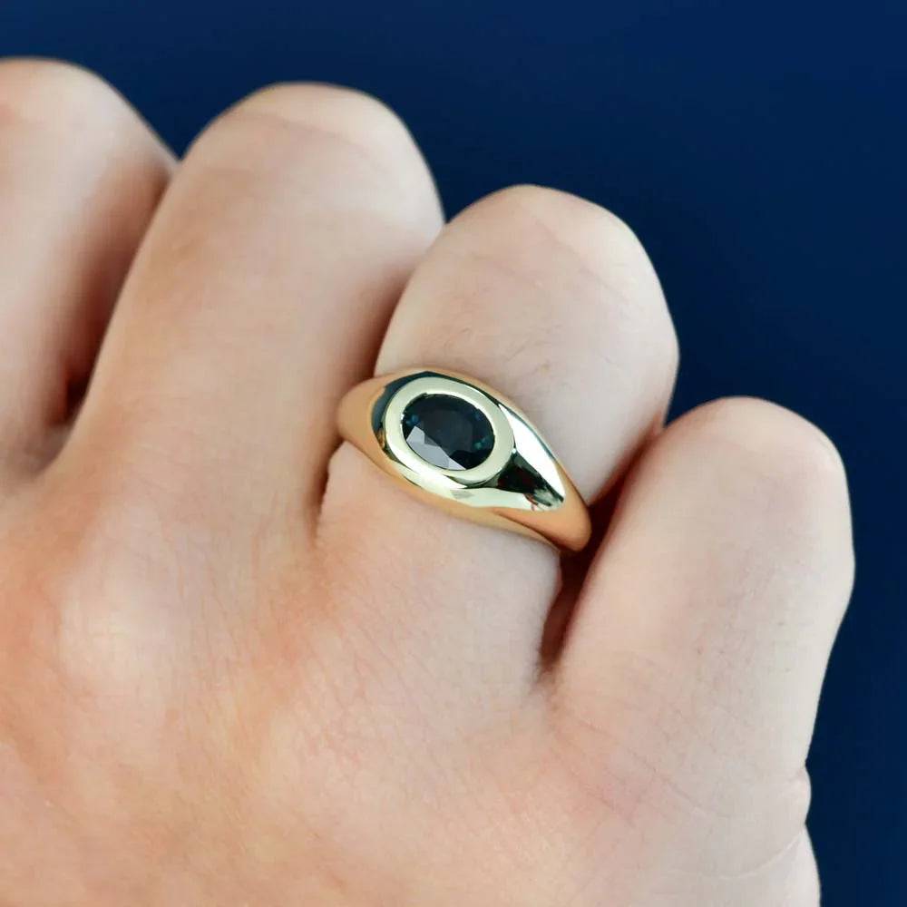 Australian Sapphire Avery Ring with Oval Teal Sapphire