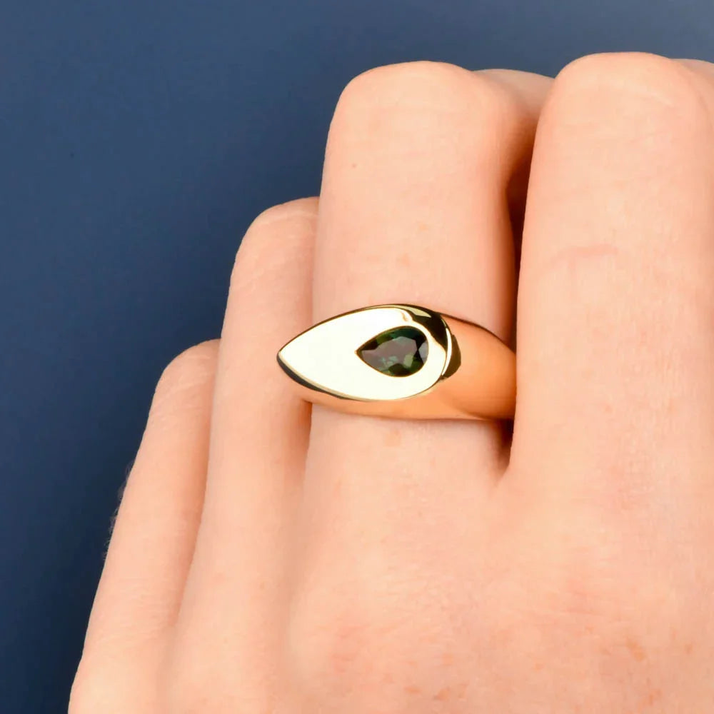 Australian Sapphire Avery Ring with Green Teal Sapphire