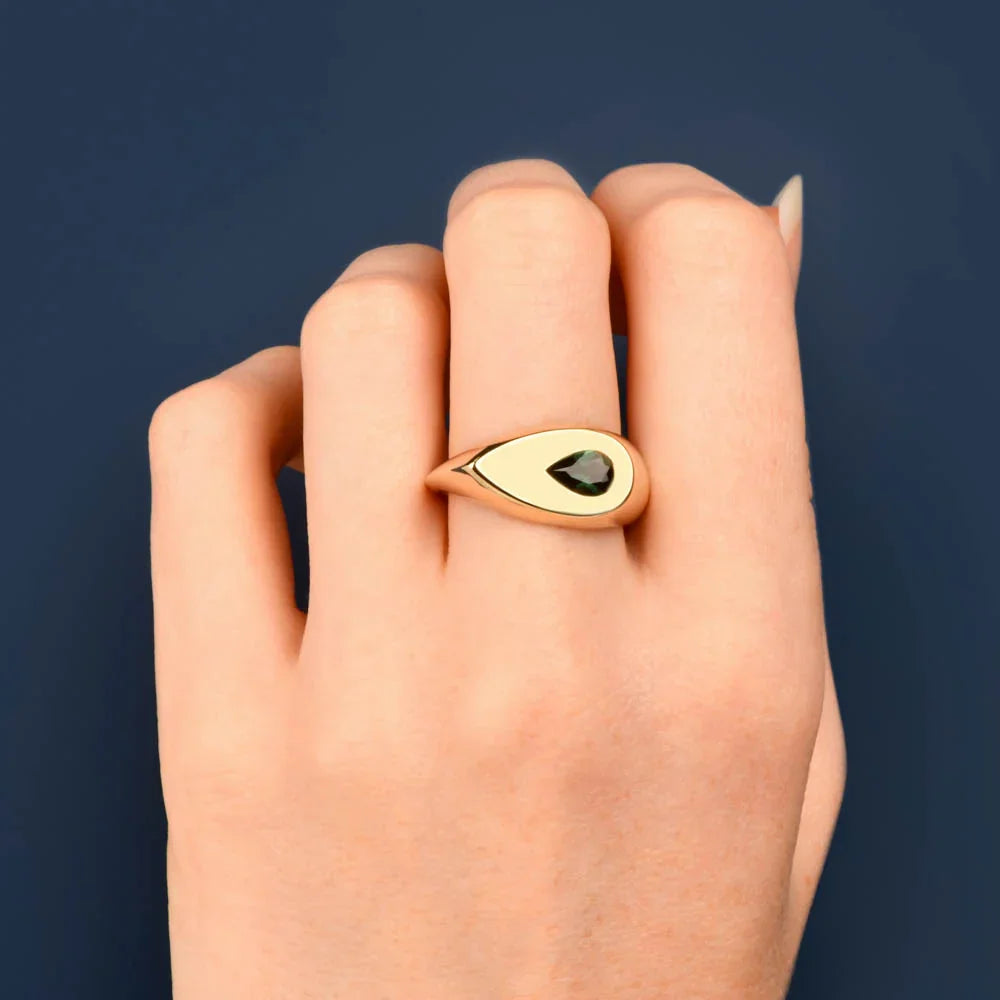 Australian Sapphire Avery Ring with Green Teal Sapphire