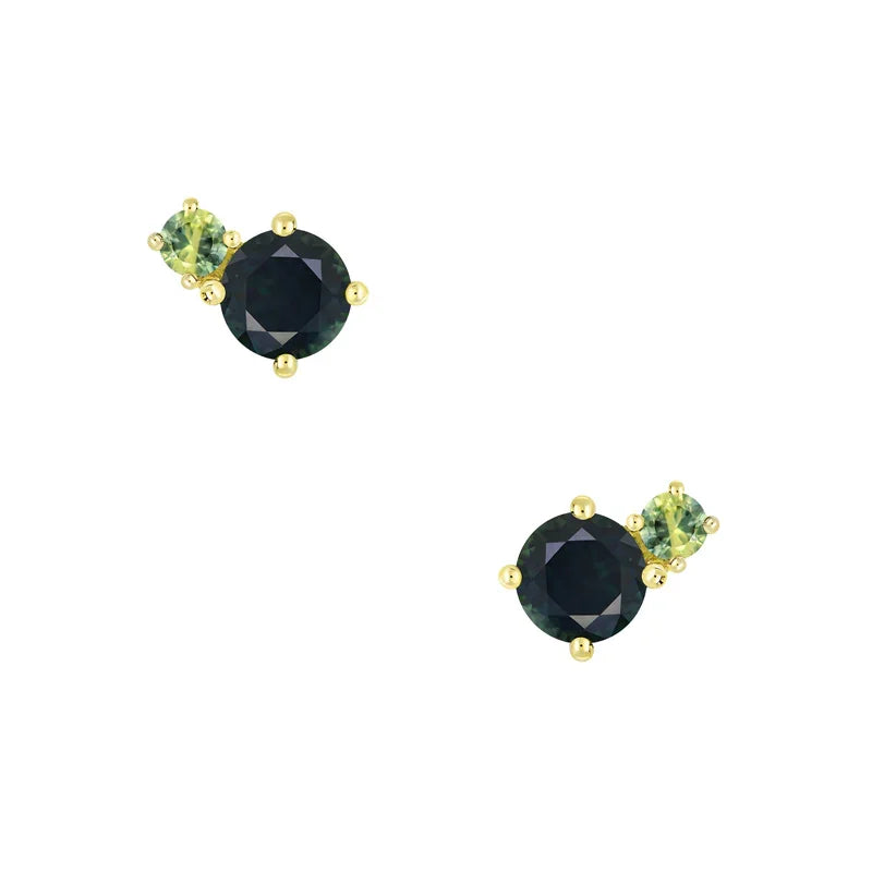 Australian Sapphire Toi Et Moi Earrings with Blue & Parti Sapphires
