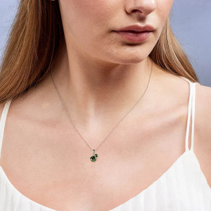 Natural Australian Green & Teal Sapphire Toi Et Moi Necklace