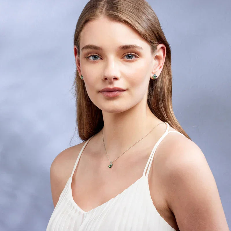 Natural Australian Green & Teal Sapphire Toi Et Moi Necklace