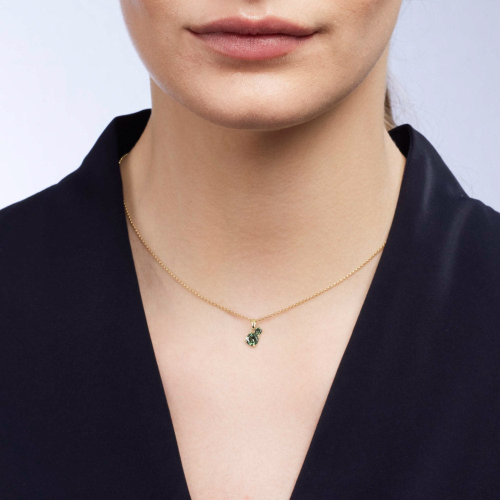 Australian Sapphire Toi Et Moi Necklace with Parti & Teal Sapphires