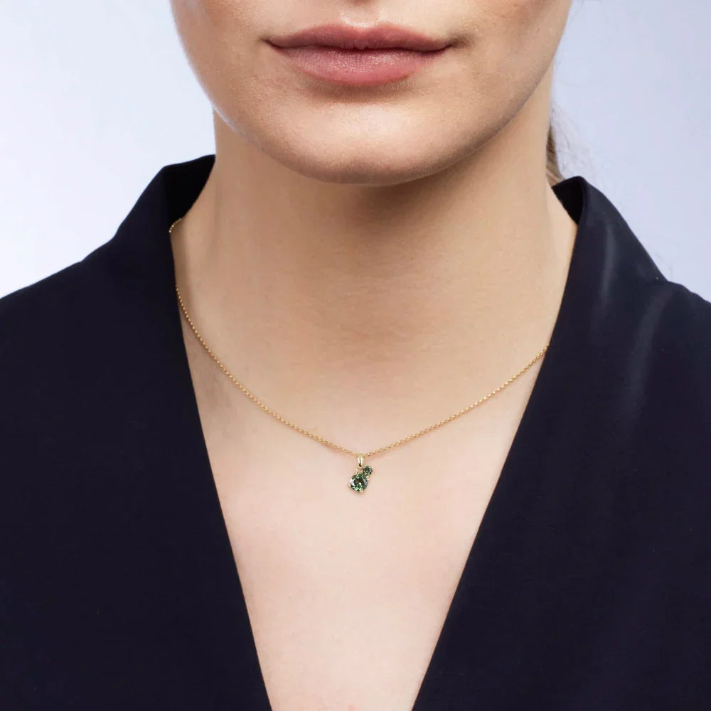 Australian Sapphire Toi Et Moi Necklace with Parti & Teal Sapphires