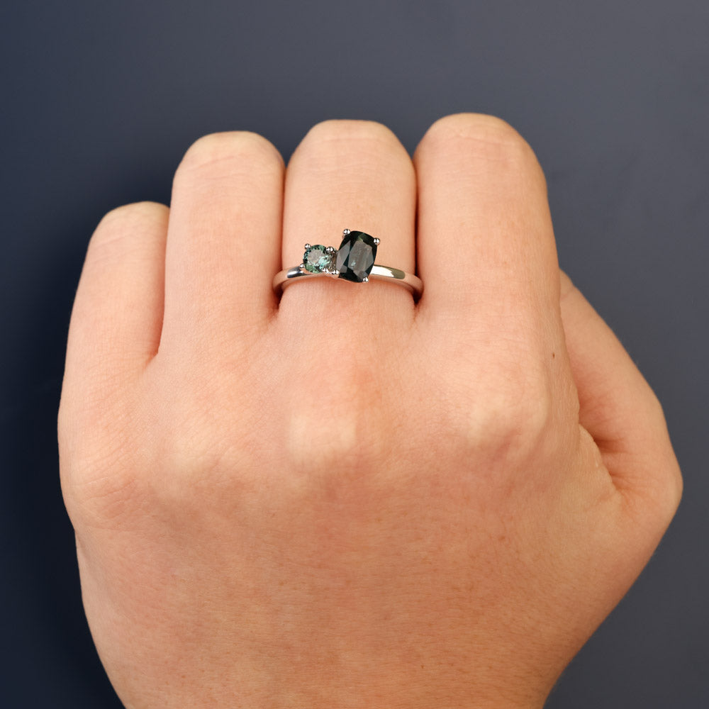 Australian Sapphire Toi Et Moi Ring with Blue Sapphires