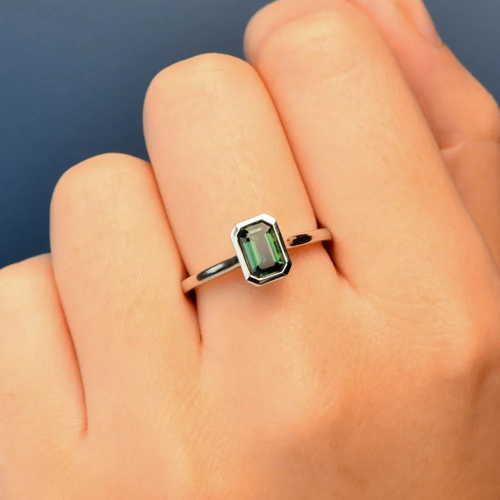 Australian Sapphire Adelia Ring with Teal Sapphire