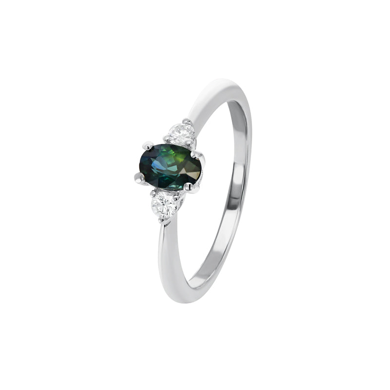 Australian Sapphire Belle Ring with Teal Sapphires