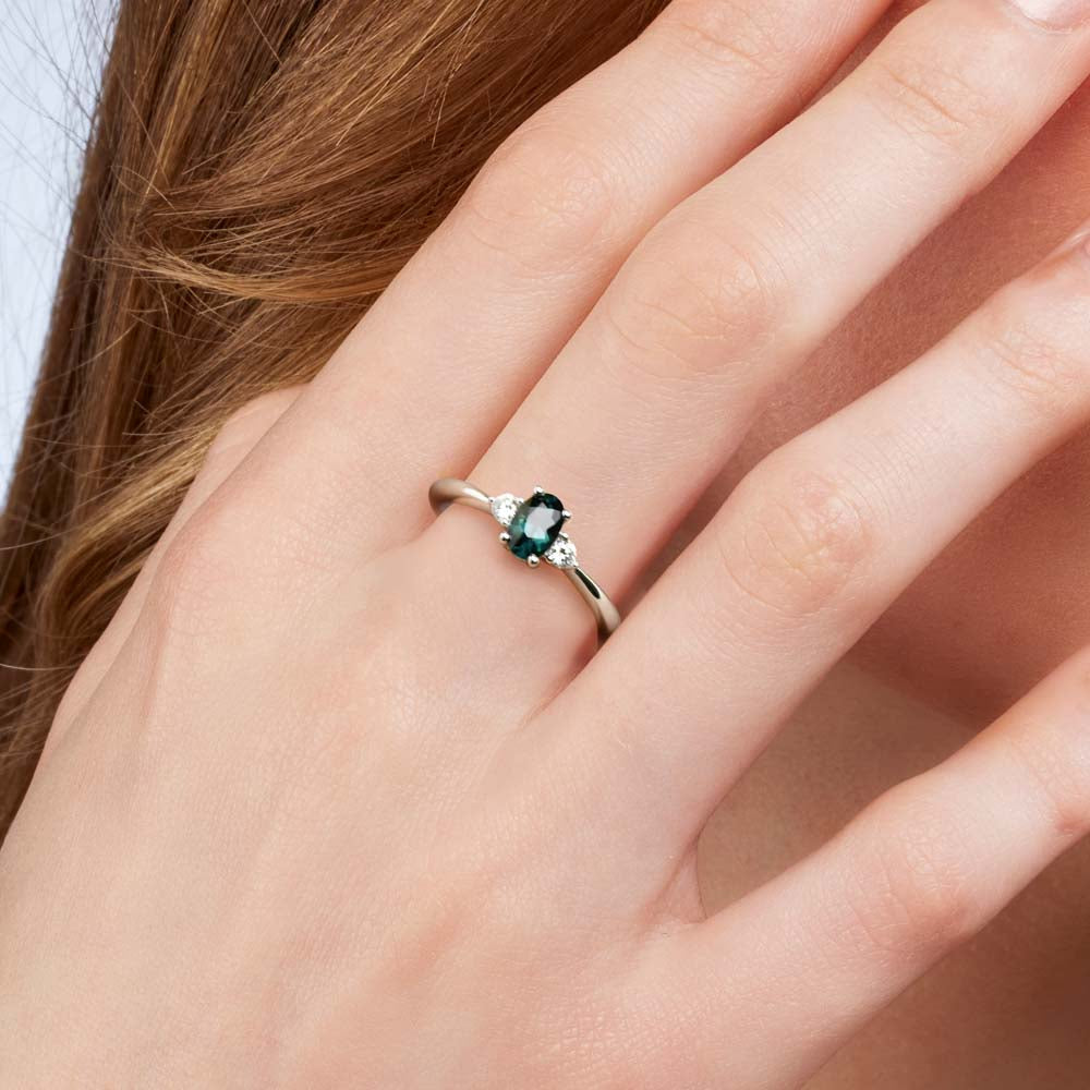 Australian Sapphire Belle Ring with Teal Sapphires