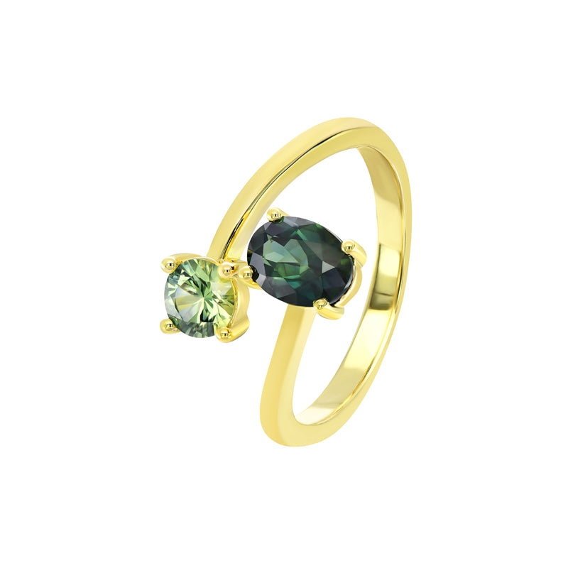 Australian Sapphire Arilla Ring with Teal Sapphires