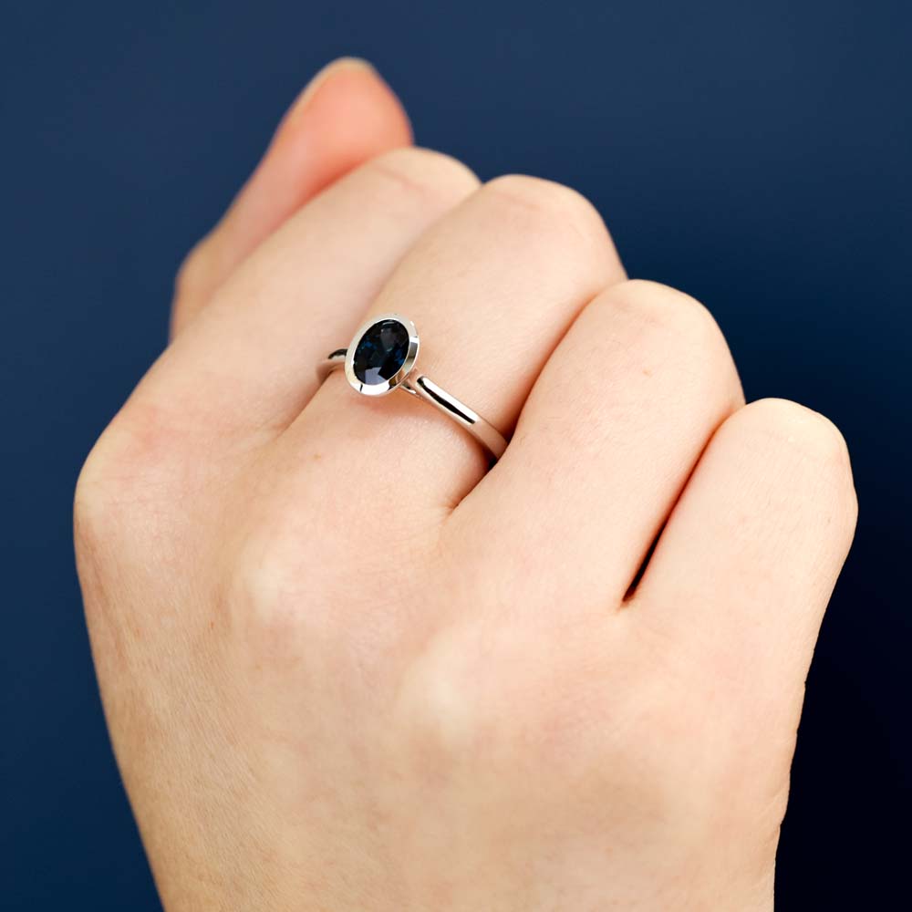 Australian Sapphire Adelia Ring with Blue Sapphires