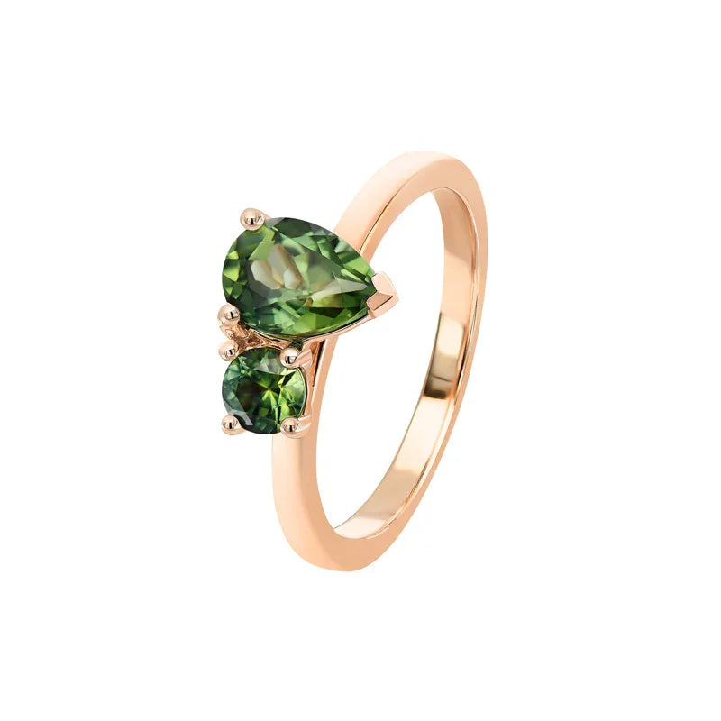 Australian Sapphire Toi Et Moi Ring with Teal Sapphires