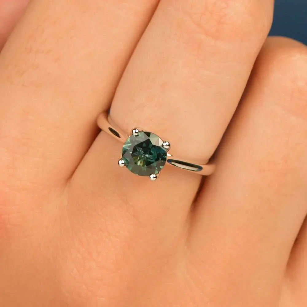 Australian Sapphire Olivia Ring with Teal Sapphire