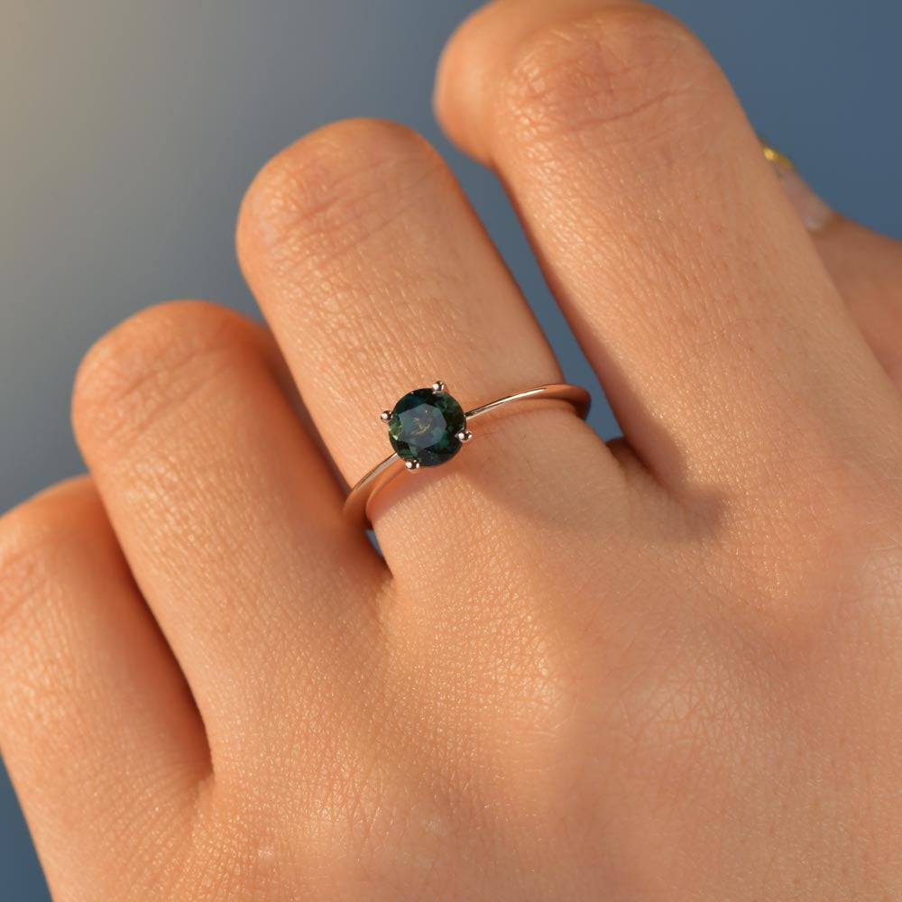 Australian Sapphire Amelia Ring with Teal Sapphire