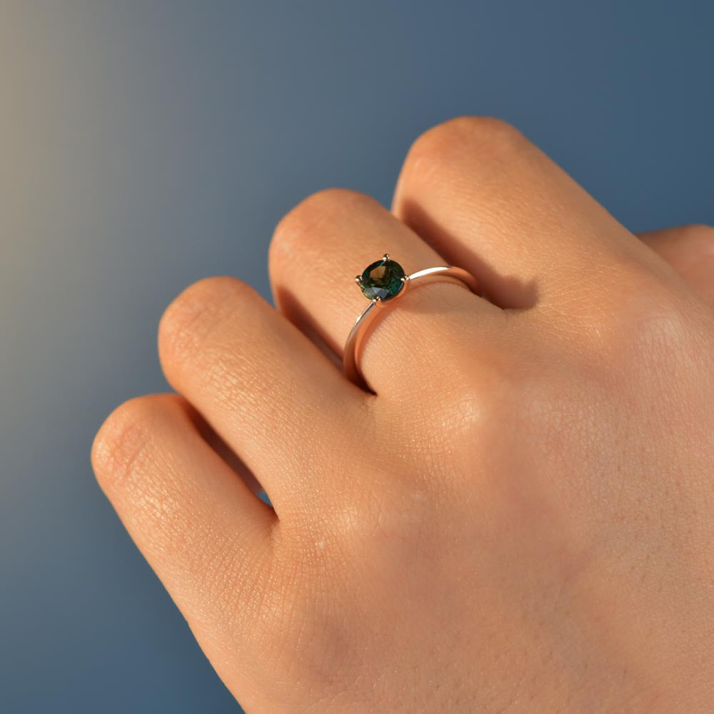 Australian Sapphire Amelia Ring with Teal Sapphire