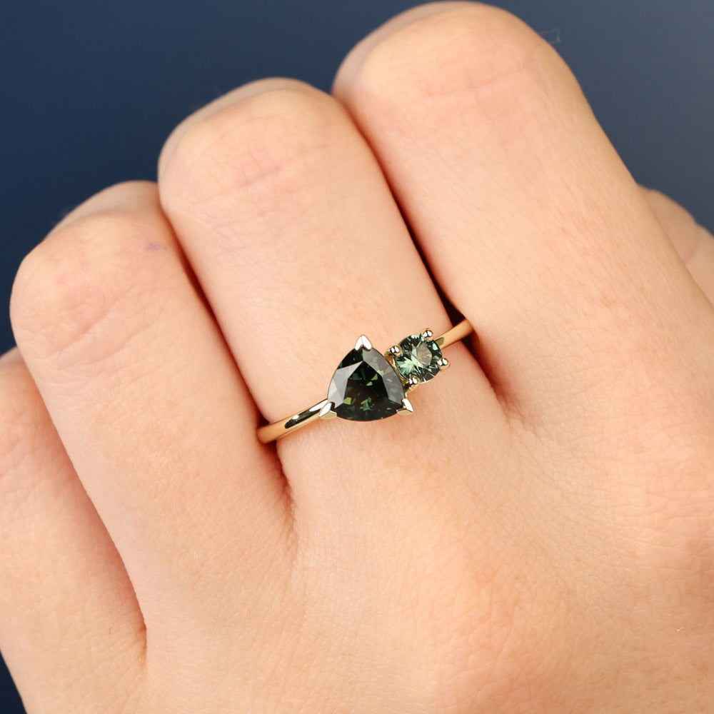 Australian Sapphire Toi Et Moi Ring with Parti & Teal Sapphires