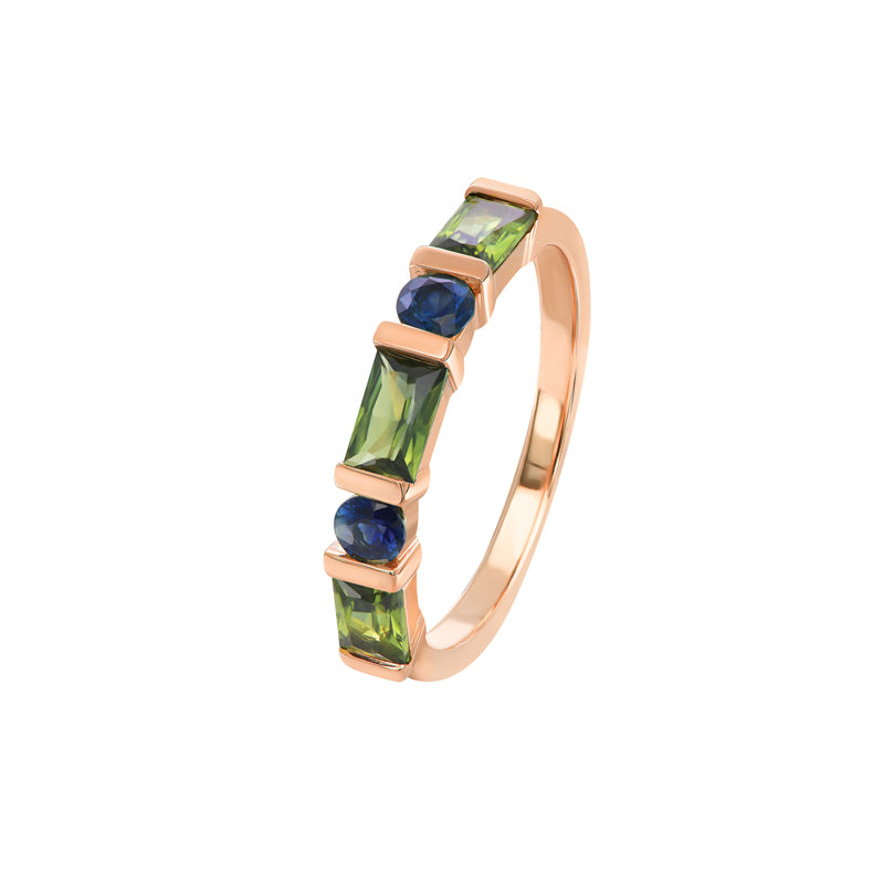 Australian Sapphire Aleena Ring with Green & Blue Sapphires