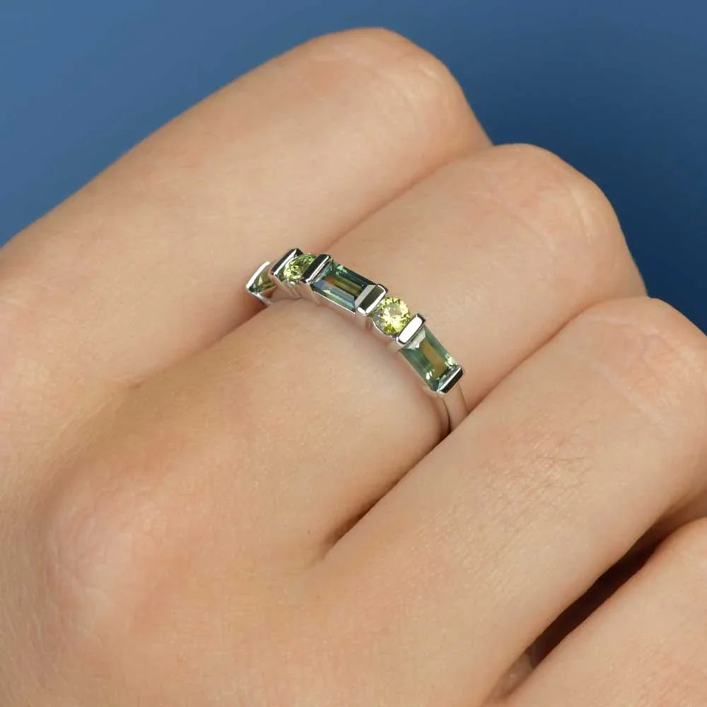 Australian Sapphire Aleena Ring with Teal & Parti Sapphires