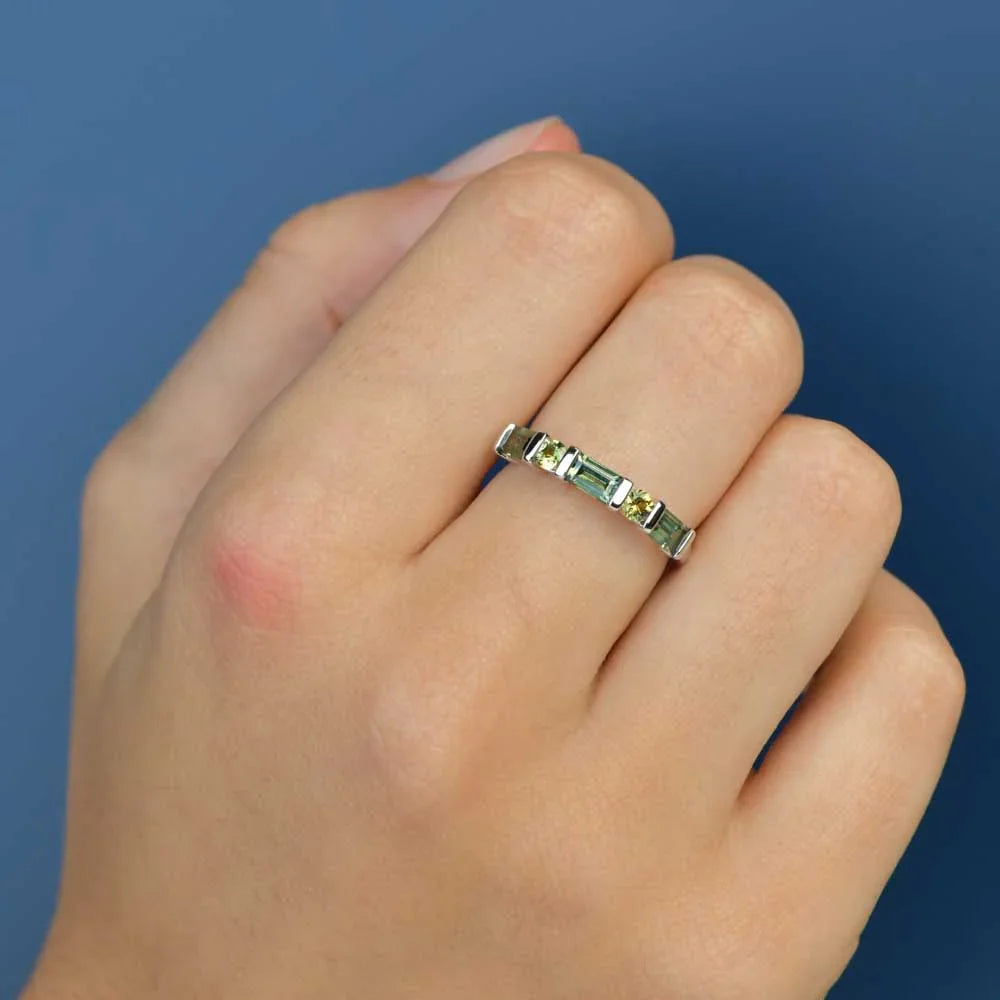 Australian Sapphire Aleena Ring with Teal & Parti Sapphires
