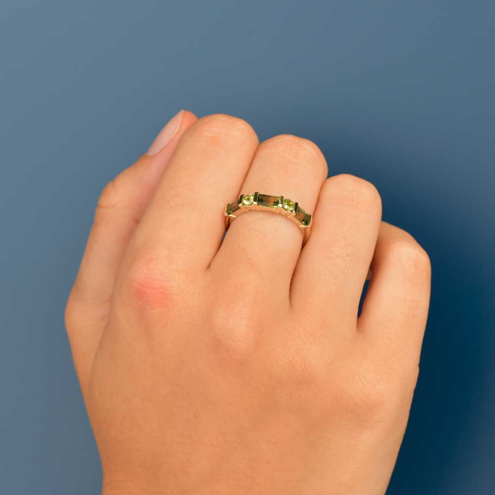 Australian Sapphire Aleena Ring with Parti & Yellow Sapphires