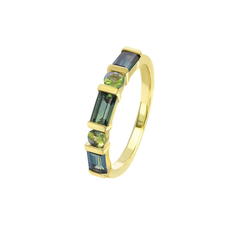 Australian Sapphire Aleena Ring with Teal & Parti Sapphires