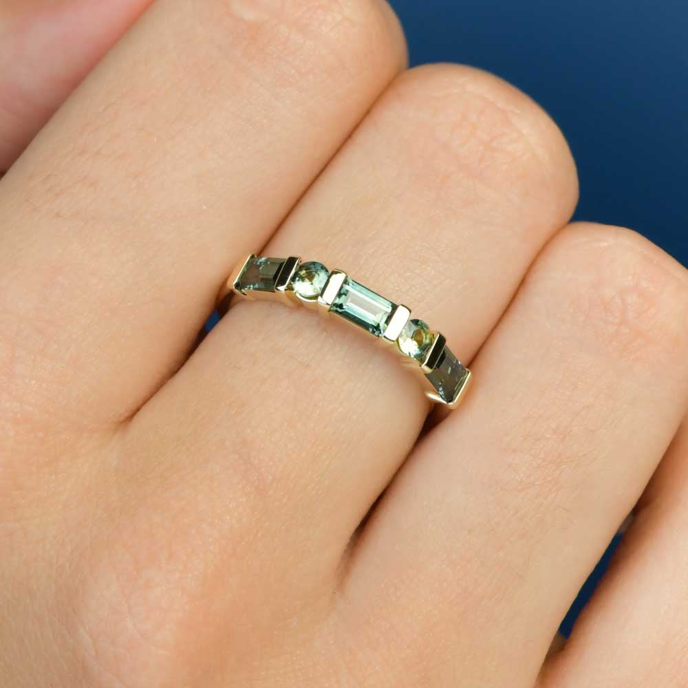 Australian Sapphire Aleena Ring with Teal & Parti Sapphires