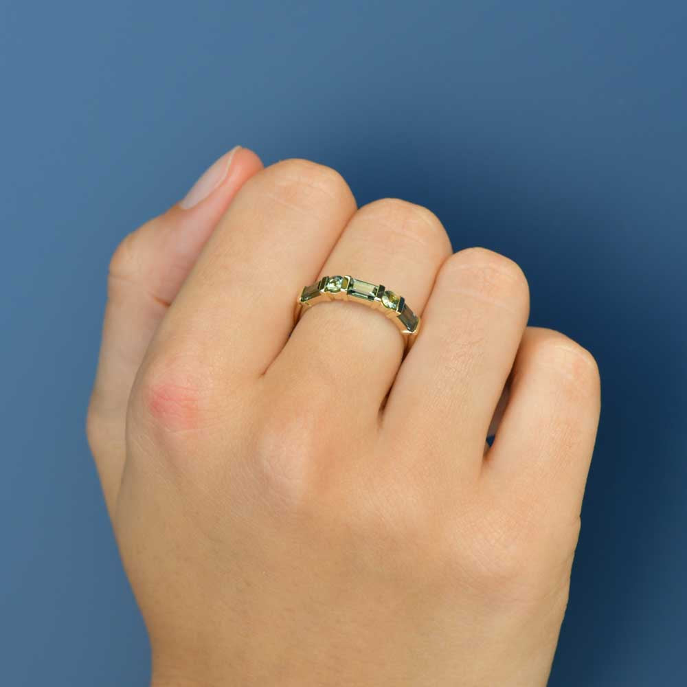 Australian Sapphire Aleena Ring with Teal & Parti Sapphires