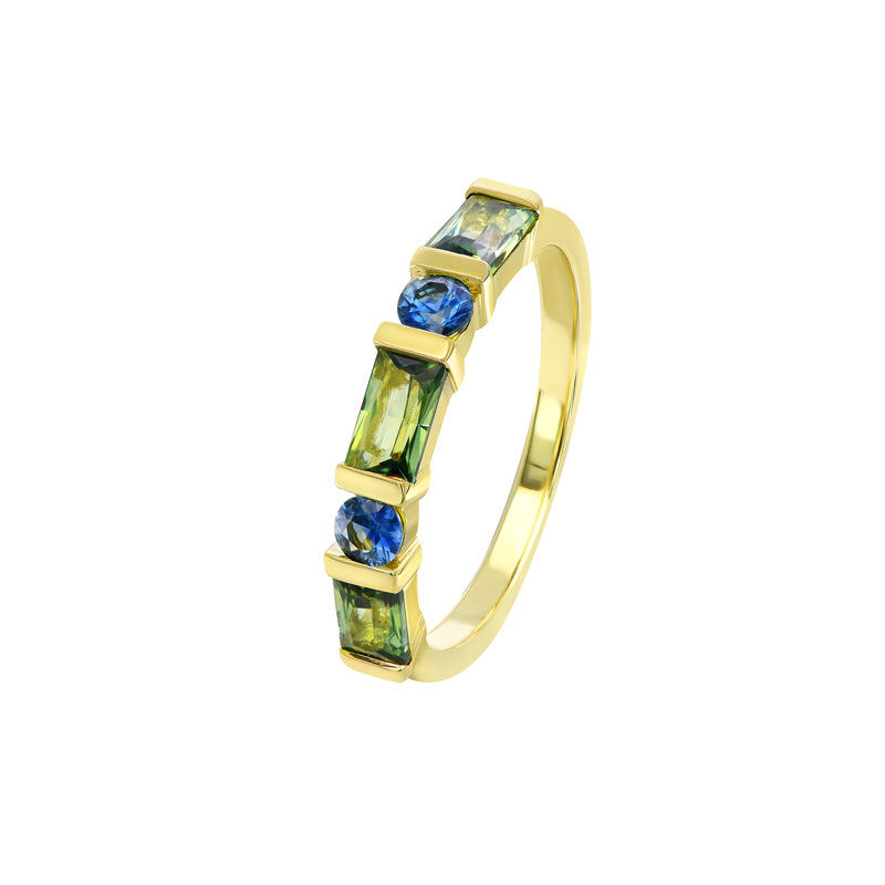 Australian Sapphire Aleena Ring with Teal & Blue Sapphires