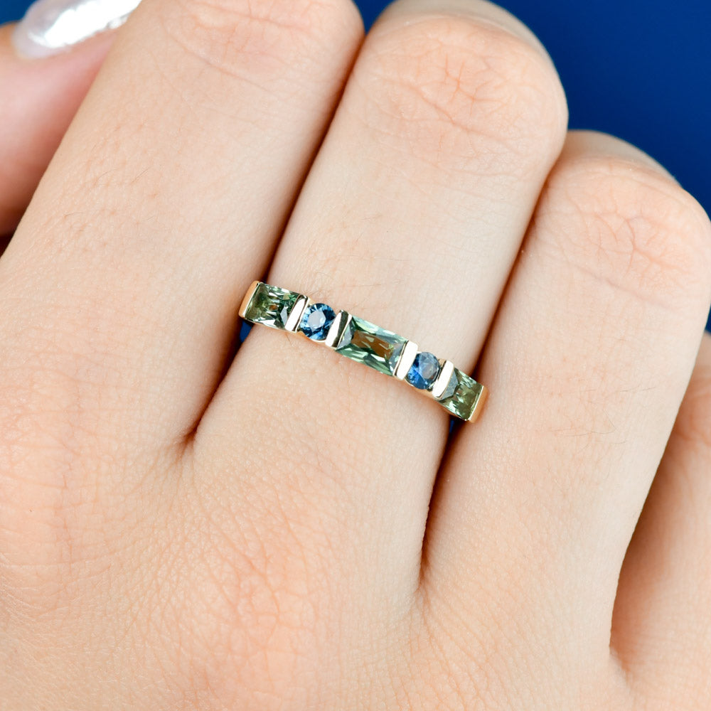 Australian Sapphire Aleena Ring with Teal & Blue Sapphires