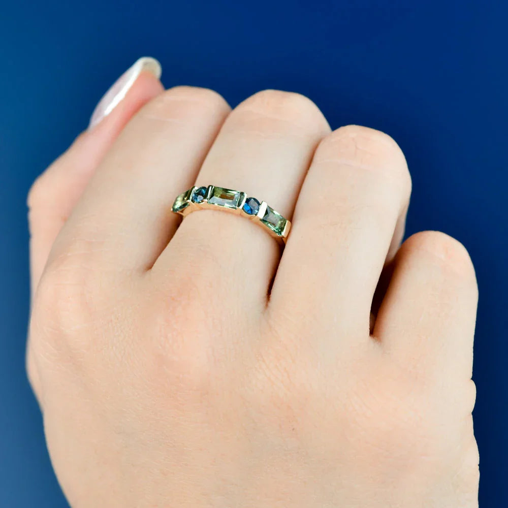 Australian Sapphire Aleena Ring with Teal & Blue Sapphires