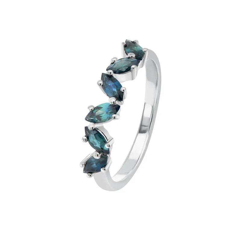 Australian Sapphire Caroline Ring with Teal Sapphires